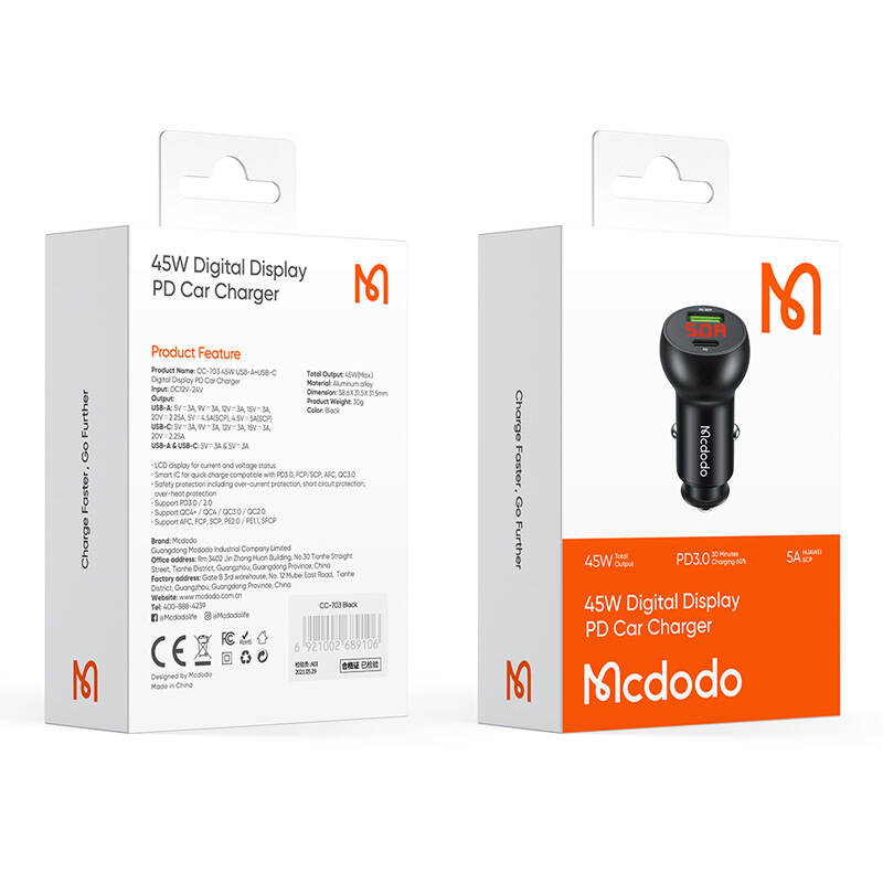 شارژر فندکی 45W مک دو دو ، مدل CC-7030